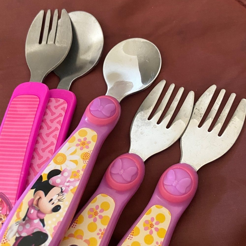 Pink Children's Character Fork and Spoon Set